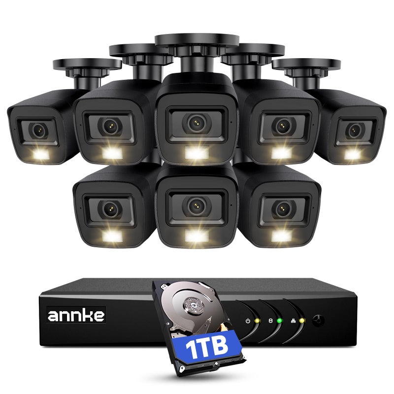 ANNKE ANNKE CCTV Camera System Outdoor, Smart Human/Vehicle Detection, 8 x 1080P Security Bullet Cameras and 3K Lite 8CH Surveillance DVR with 1TB HDD,Dual-light with Color Night Vision,IP67 Weatherproof  - Image 1