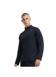 Mens Quick-Dry Fitness Long-Sleeve Tee Basic Black