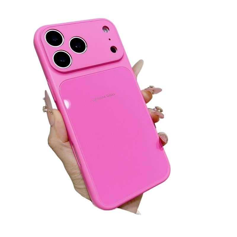 MS غطاء واقي بGlass لـ iPhone 16 / 16 Plus / 16 Pro / 16 Pro Max مع حماية من السقوط ومقاومة بصمات الأصابع مع مقاوم للصدمات مع تغطية كاملة مع مقاوم للخدش باللون أحمر باللون الأحمر - Image 1