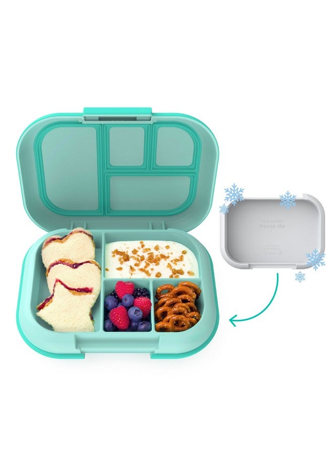 Bentgo Bentgo Kids Chill Leak-Proof Lunch Box - Included Reusable Ice Pack Keeps Food Cold; 4-Compartment Bento Lunch Container; Microwave/Dishwasher Safe; 2 Year Manufacturer's Warranty (Aqua) 