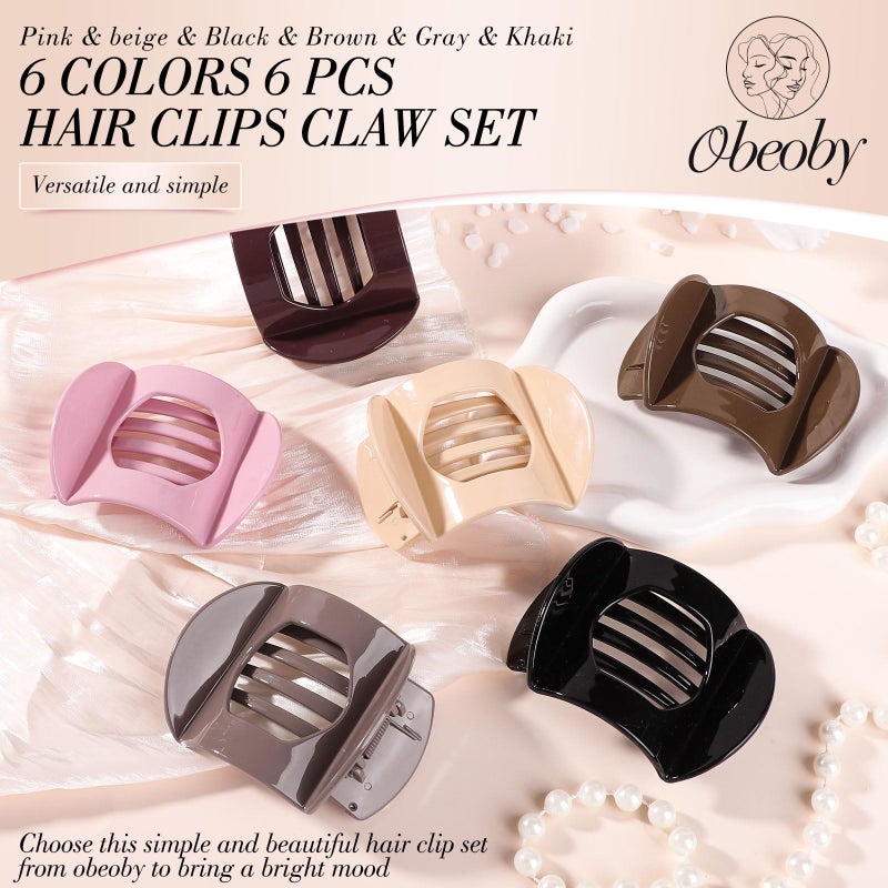 Obeoby 6 Pcs Flat Hair Clips, Medium Flat Claw Clips for Women Girls French Hair Barrettes Accessories - Image 4