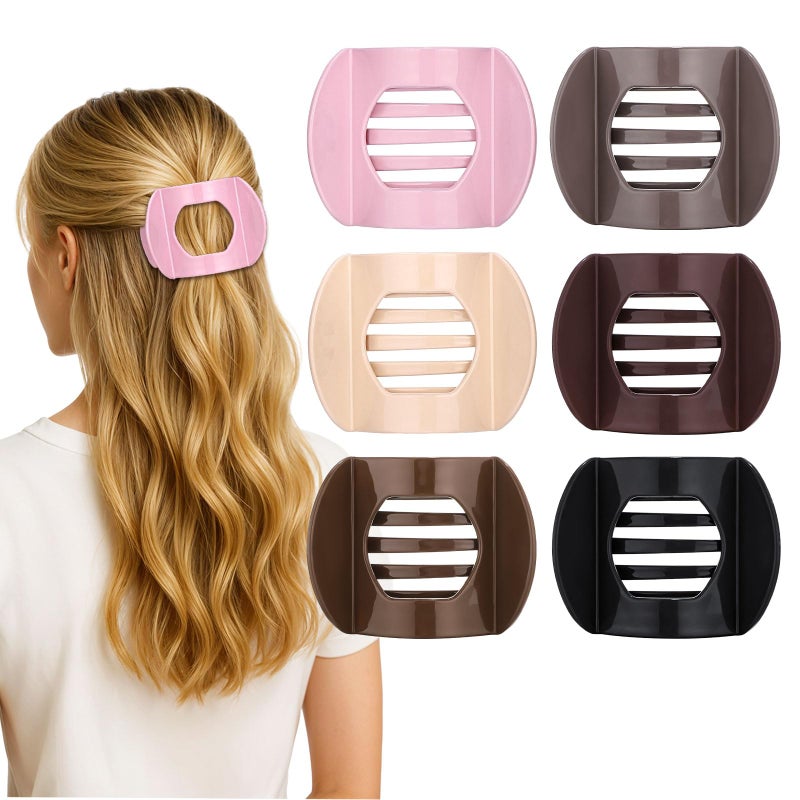 Obeoby 6 Pcs Flat Hair Clips, Medium Flat Claw Clips for Women Girls French Hair Barrettes Accessories - Image 1