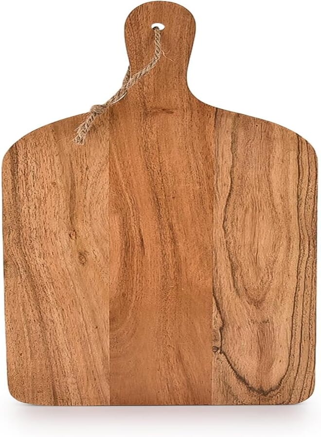 Samhita Acacia Wood Paddle Cutting Boards with Handle for Kitchen, Cheese, and Food Serving Tray, Charcuterie Boards