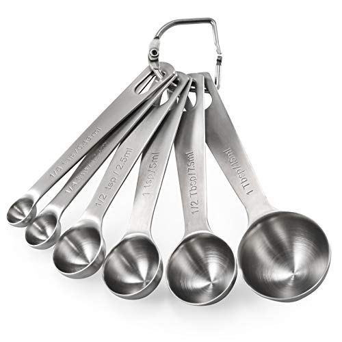 U-Taste Measuring Spoons: U-Taste 18/8 Stainless Steel Measuring Spoons Set of 6 Piece: 1/8 tsp, 1/4 tsp, 1/2 tsp, 1 tsp, 1/2 tbsp & 1 tbsp Dry and Liquid Ingredients - Image 1