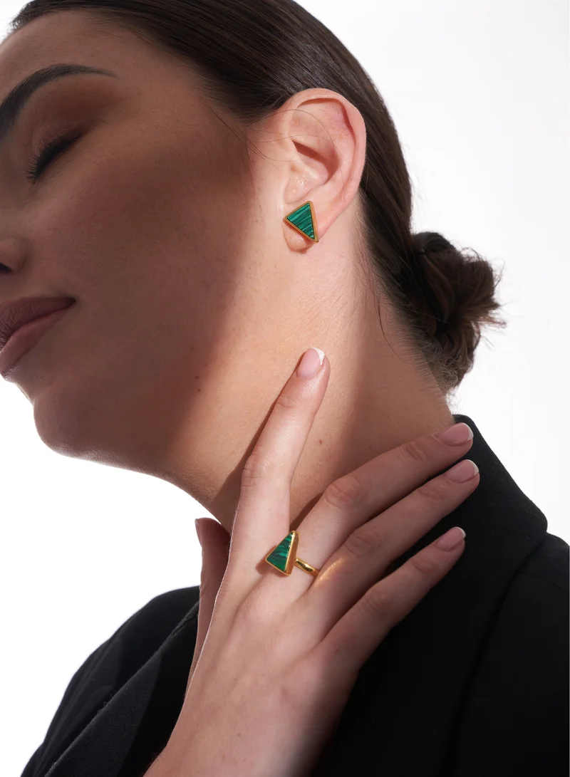 Hzmer Jewellery Bliss Malachite Earrings in Gold plated Sterling Silver