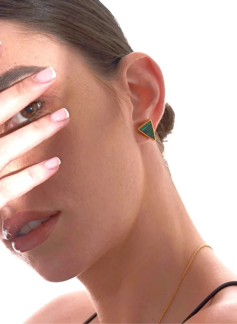 Hzmer Jewellery Bliss Malachite Earrings in Gold plated Sterling Silver
