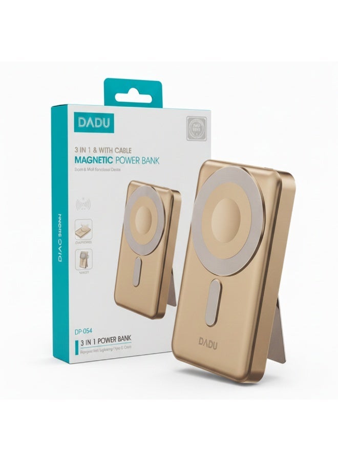 بنك طاقة مغناطيسي 3 في 1 من DADU DP-054 بسعة 10000 مللي أمبير/ساعة مع كابل مدمج، وثبات مغناطيسي قوي، وشحن سريع، وتصميم حامل مدمج، ومتوافق مع أجهزة MagSafe وType-C - Image 2