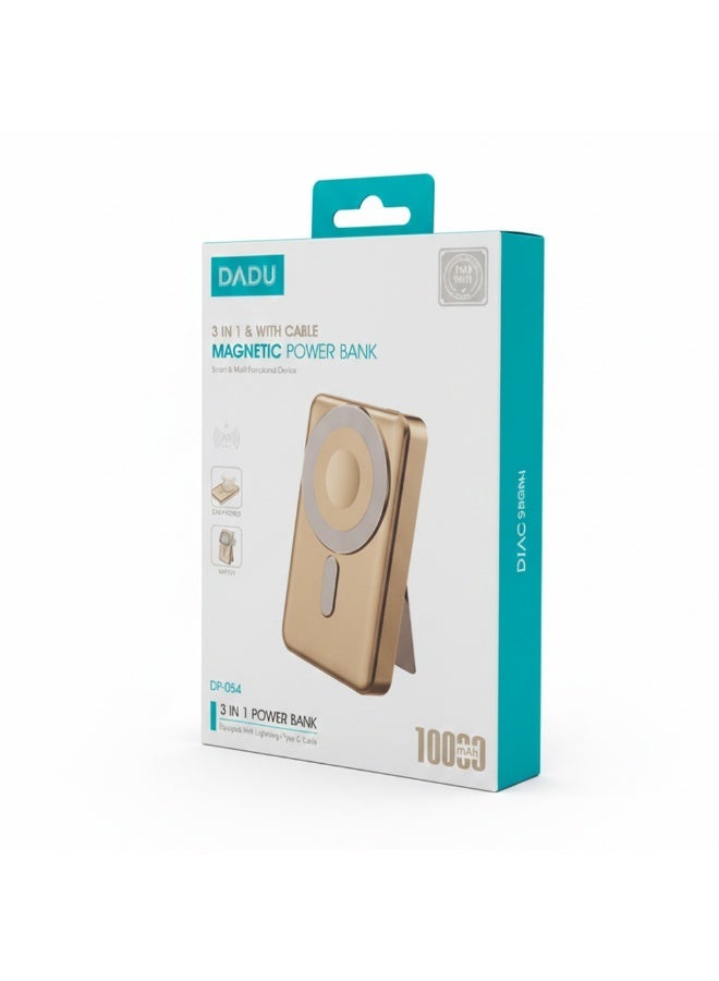 بنك طاقة مغناطيسي 3 في 1 من DADU DP-054 بسعة 10000 مللي أمبير/ساعة مع كابل مدمج، وثبات مغناطيسي قوي، وشحن سريع، وتصميم حامل مدمج، ومتوافق مع أجهزة MagSafe وType-C - Image 4