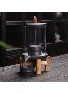General Creative backflow incense burner with stone mill operation vintage aroma office furniture ornament with acrylic cover brings a wonderful visual experience  - Image 1