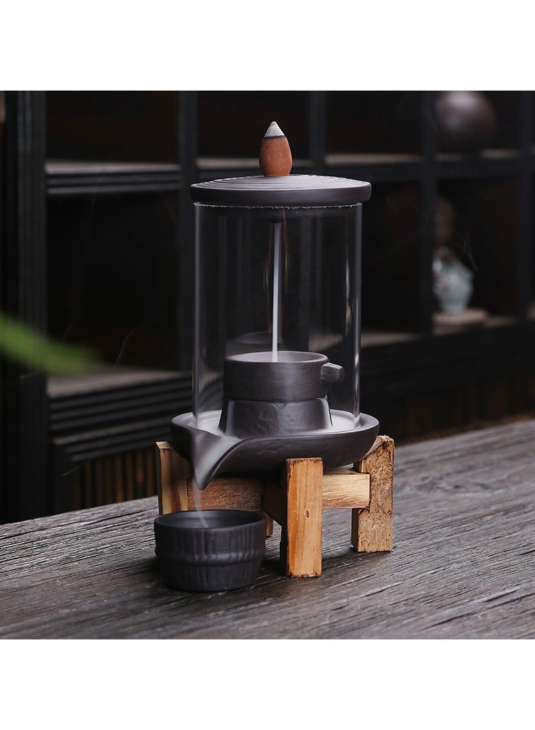 عام محرق معطر ذو تدفق عكسي إبداعي يعمل على نمط طاحونة حجرية، وهو زخرفة أثاث مكتبية قديمة الرائحة وتأتي مزودة بغطاء من الأكريليك. يقدم تجربة بصرية رائعة. - Image 1