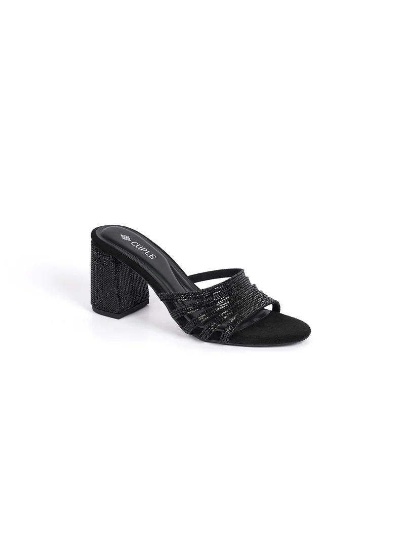 كيوبل Womens embelished heeled mule sandals