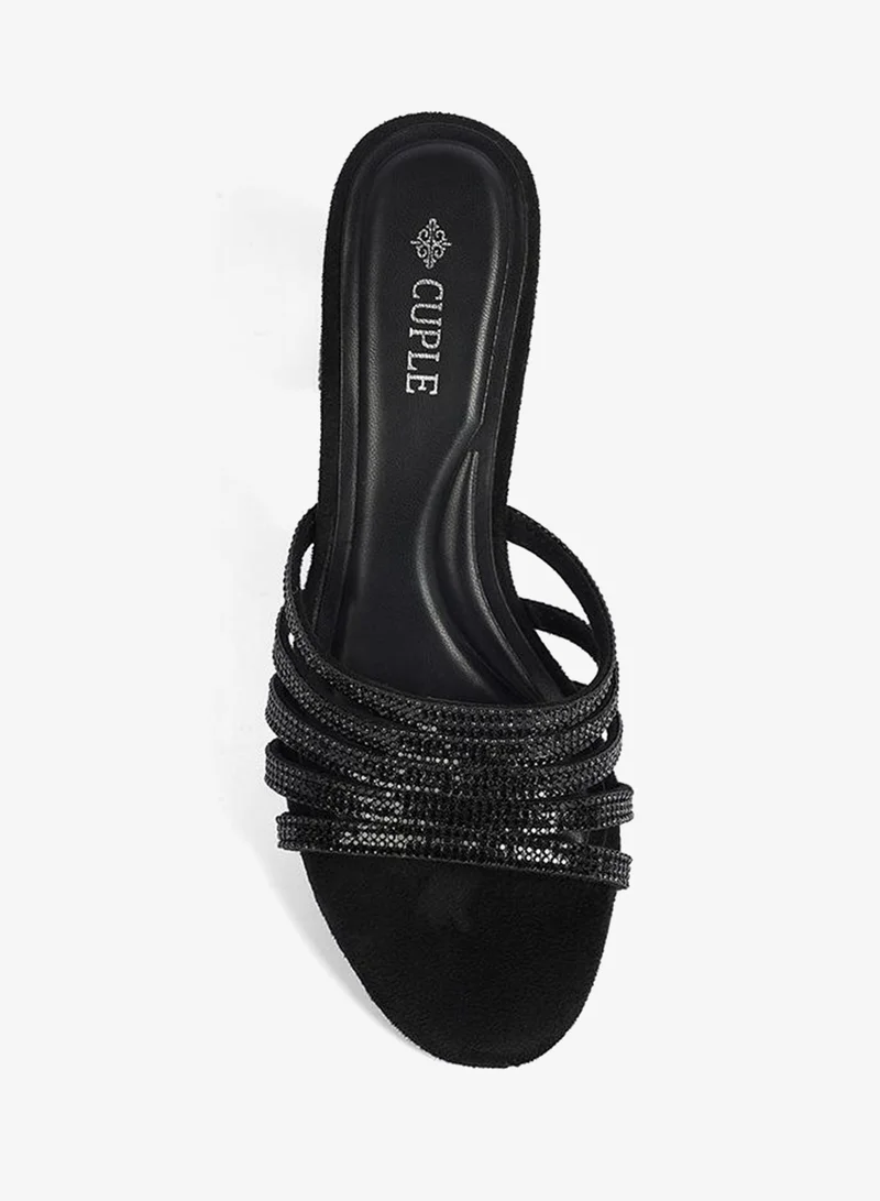Cuple Womens embelished heeled mule sandals