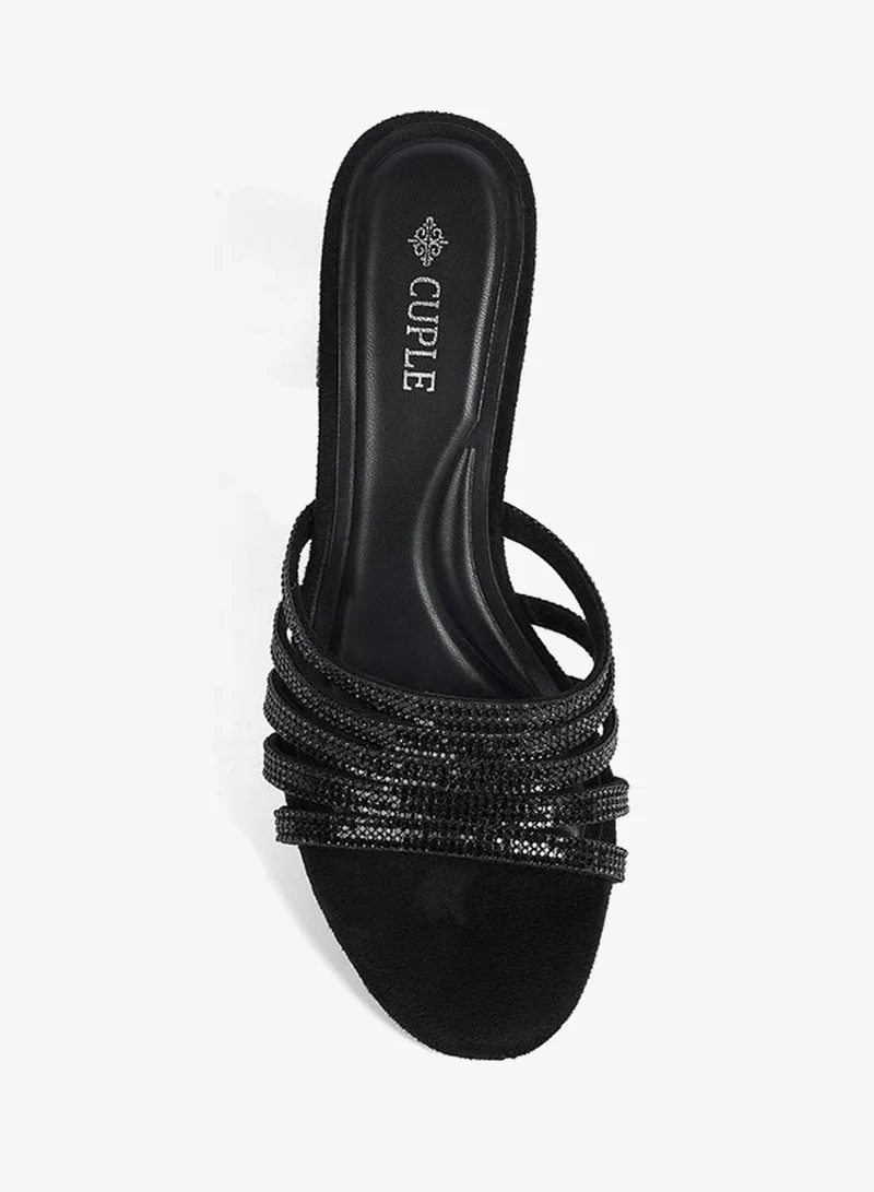 كابلي صندل مول نسائي بكعب مزين بأناقة