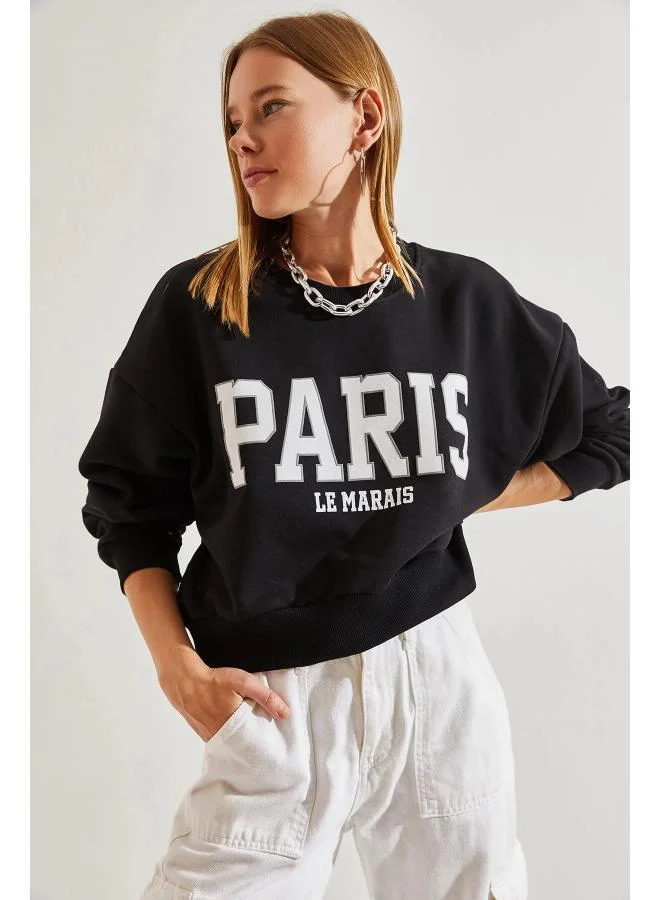 Ginger  Crew Neck Oversize Varsity Sweatshirt for Women | Best Price UAE