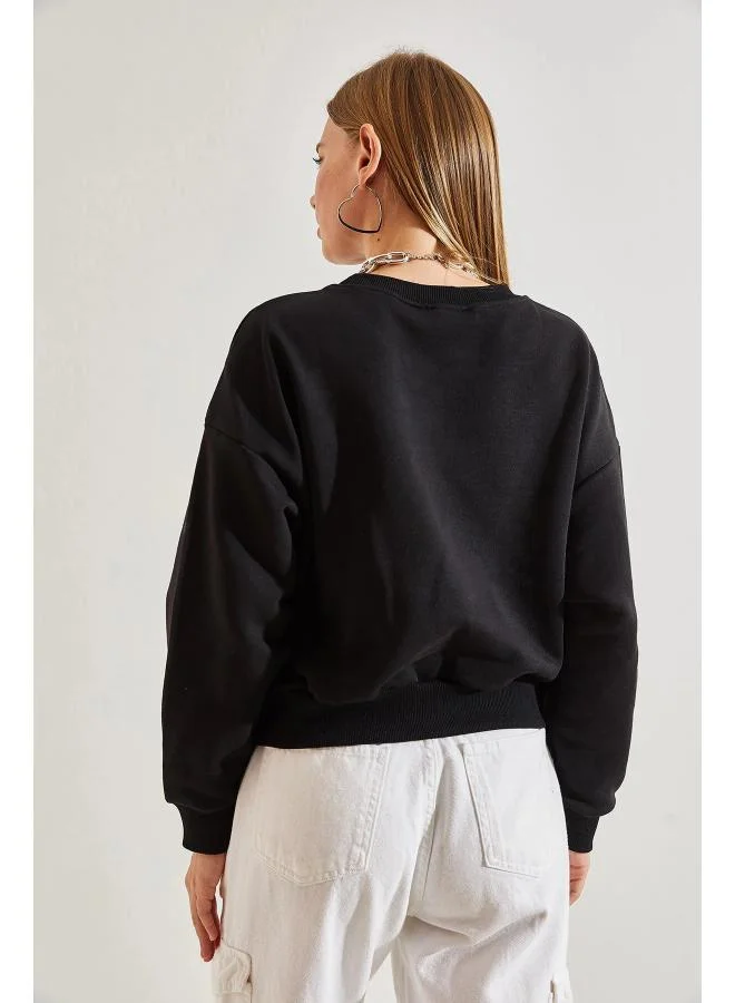 جينجر سويت شيرت بقبة دائرية واسع بستايل الجامعة