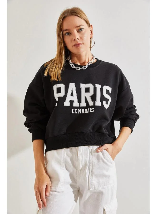 Ginger  Crew Neck Oversize Varsity Sweatshirt for Women | Best Price UAE