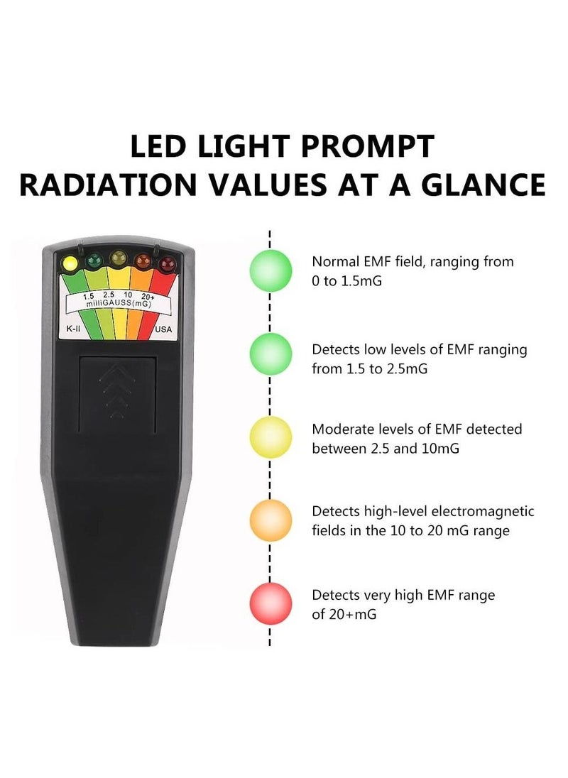 Generic - EMF Meter, 5 LED Magnetic Field Detector, K2 Digital Ghost Detecto, Handheld EMF Meter for Office, Home, Ghost Hunting, 50Hz-20,000Hz, Black - Image 1