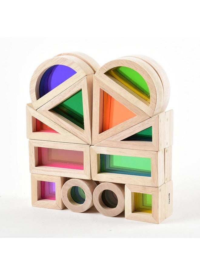 Constructive Playthings Color Mixing Wooden Blocks Light Table Manipulatives Building Toys Different Shapes Multicolor 24Piece Set Toddler Toys For Ages 12 Months & Older  - Image 5