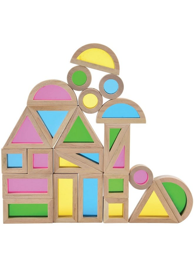 Constructive Playthings Color Mixing Wooden Blocks Light Table Manipulatives Building Toys Different Shapes Multicolor 24Piece Set Toddler Toys For Ages 12 Months & Older  - Image 2
