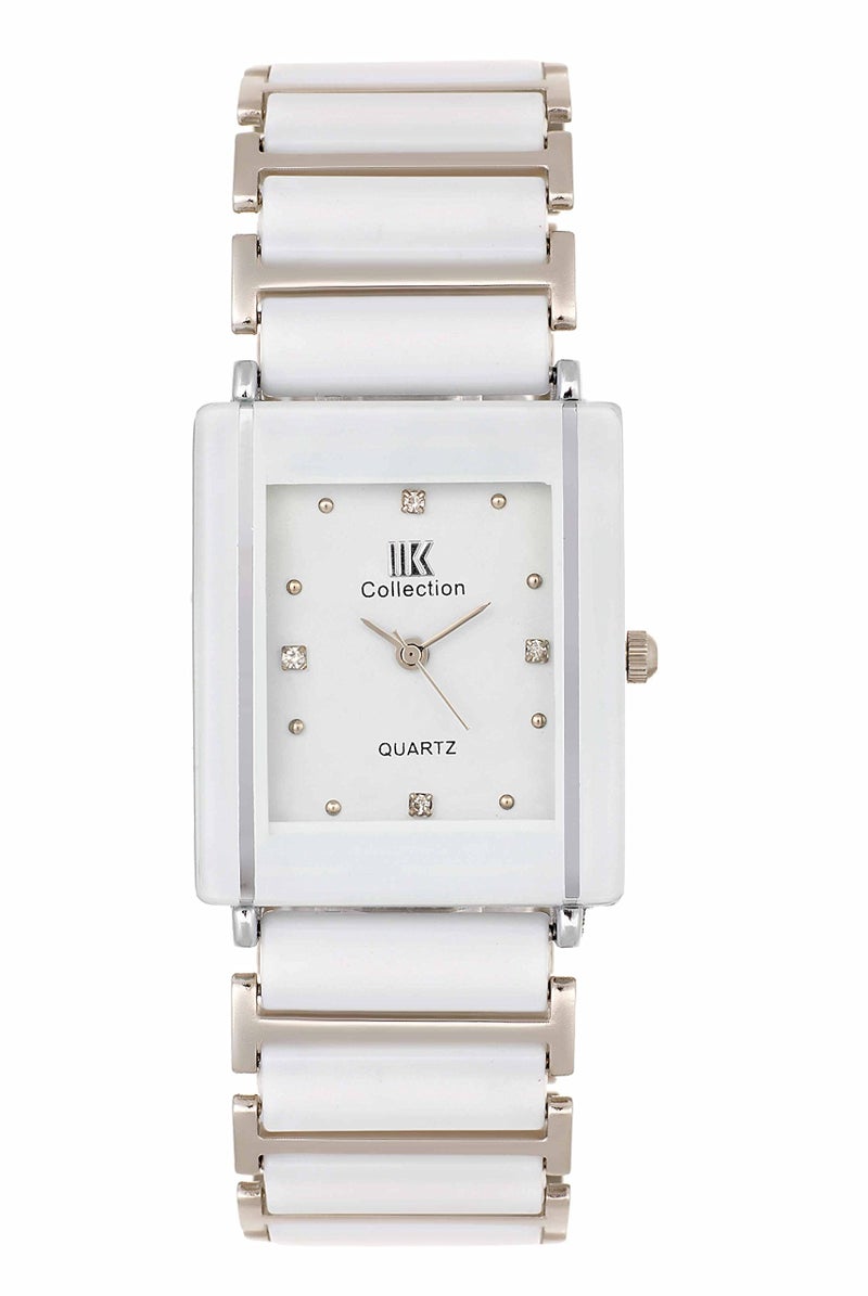 IIK COLLECTION Reactangle Studded Dial Metalic Bracelet Chain Strap Analogue Wrist Watch for Men and Boys - Image 1