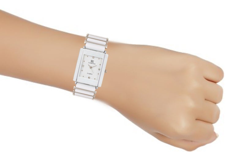 IIK COLLECTION Reactangle Studded Dial Metalic Bracelet Chain Strap Analogue Wrist Watch for Men and Boys - Image 5