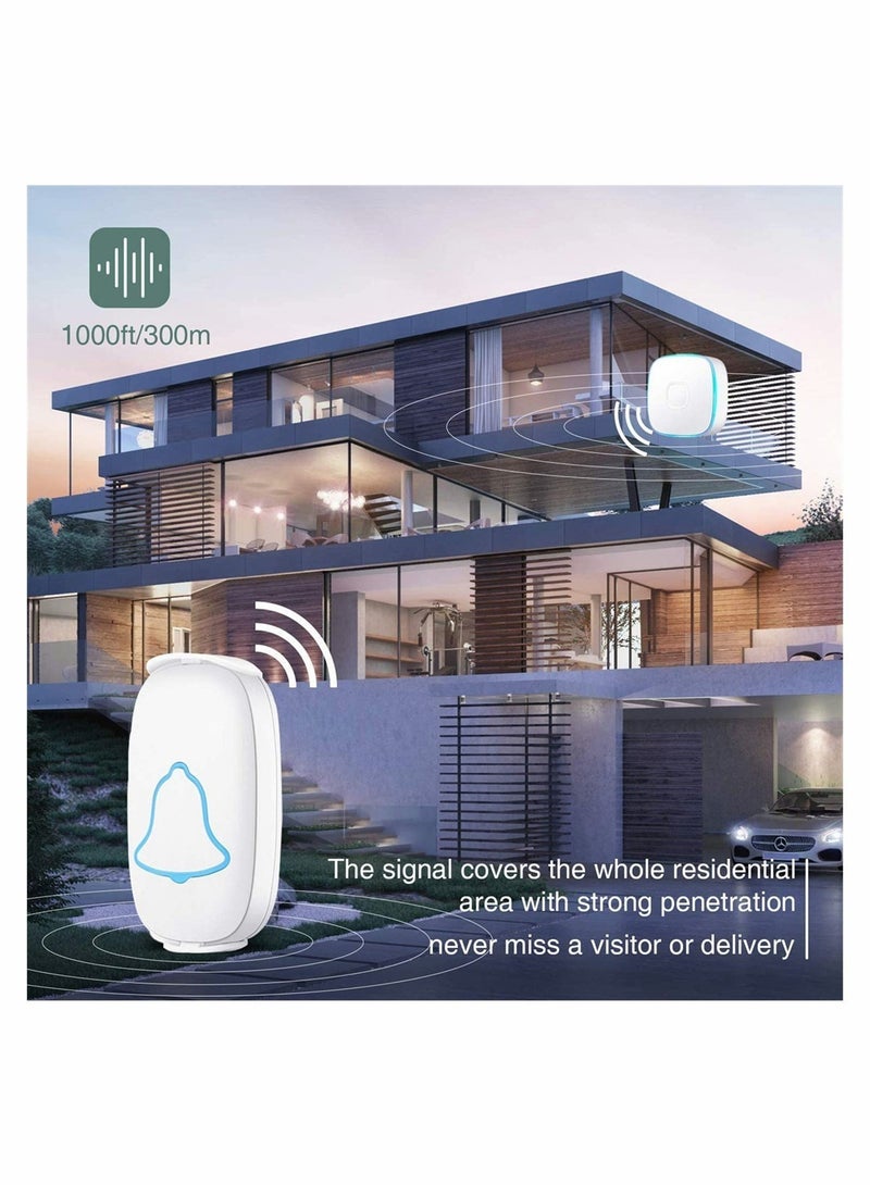 Waterproof Wireless Doorbell 38 Melodies 1000 Feet Range Adjustable Volume 2 Remotes 1 Receiver - Image 1