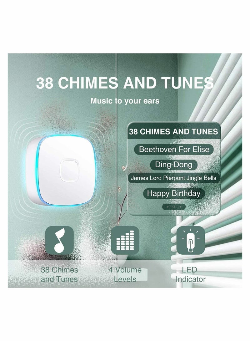 Waterproof Wireless Doorbell 38 Melodies 1000 Feet Range Adjustable Volume 2 Remotes 1 Receiver - Image 2