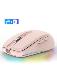 Fmouse M303 2400DPI Bluetooth&2.4G Dual Modes Rechargeable RGB Mouse(Pink)