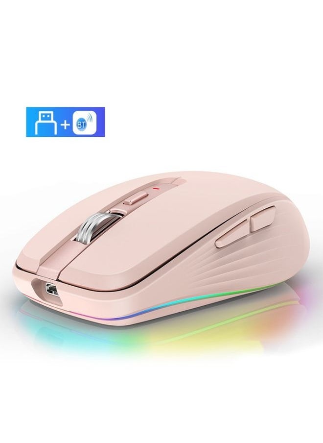 NIBEMINENT - Fmouse M303 2400DPI Bluetooth&2.4G Dual Modes Rechargeable RGB Mouse(Pink) - Image 1
