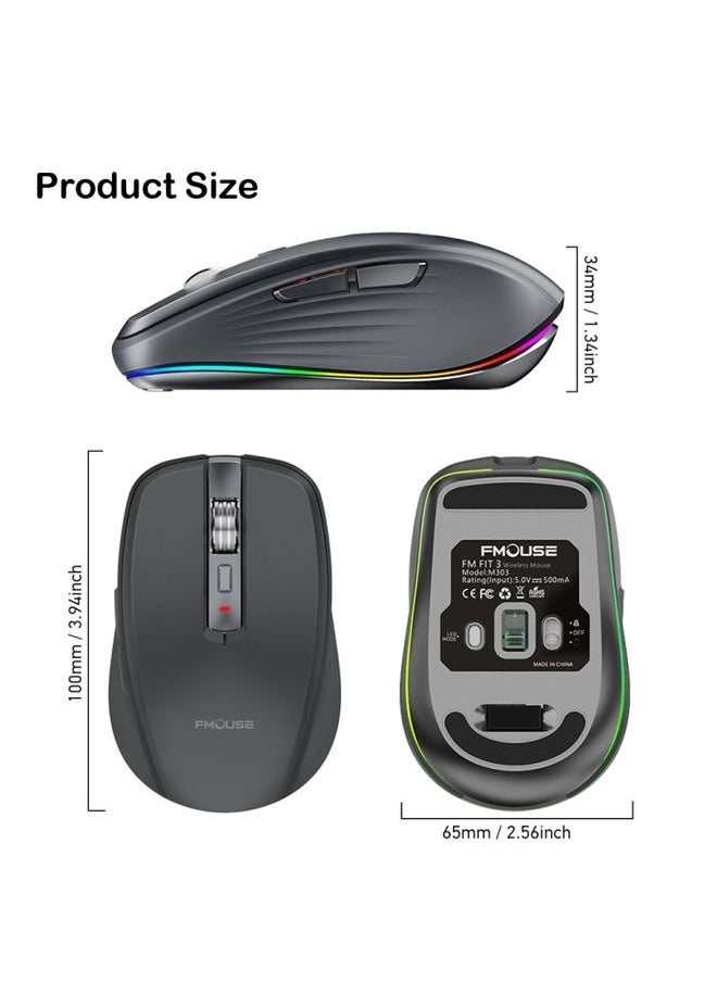 NIBEMINENT - Fmouse M303 2400DPI Bluetooth&2.4G Dual Modes Rechargeable RGB Mouse(Pink) - Image 1