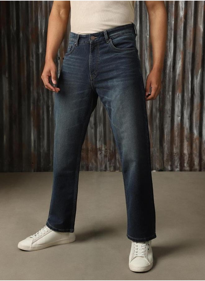 HIGH STAR - Mid Rise Whiskered Regular Fit Jeans by Styli - Image 1