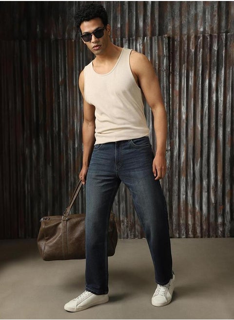 Mid Rise Whiskered Regular Fit Jeans by Styli