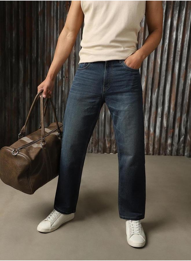 HIGH STAR - Mid Rise Whiskered Regular Fit Jeans by Styli - Image 1