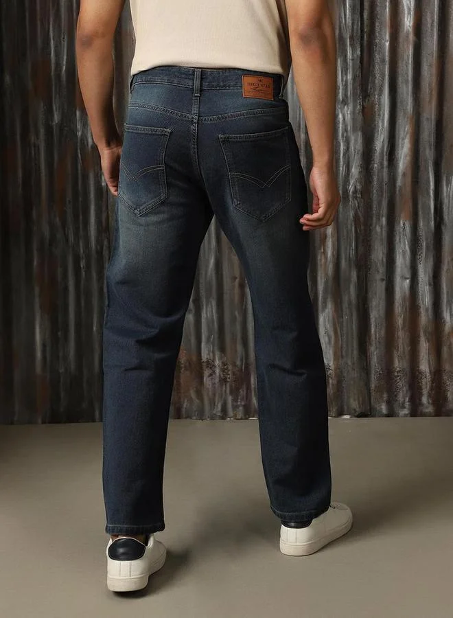 HIGH STAR Mid Rise Whiskered Regular Fit Jeans by Styli