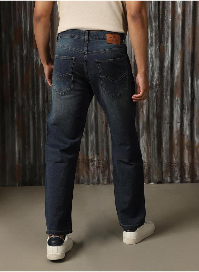 HIGH STAR - Mid Rise Whiskered Regular Fit Jeans by Styli - Image 1