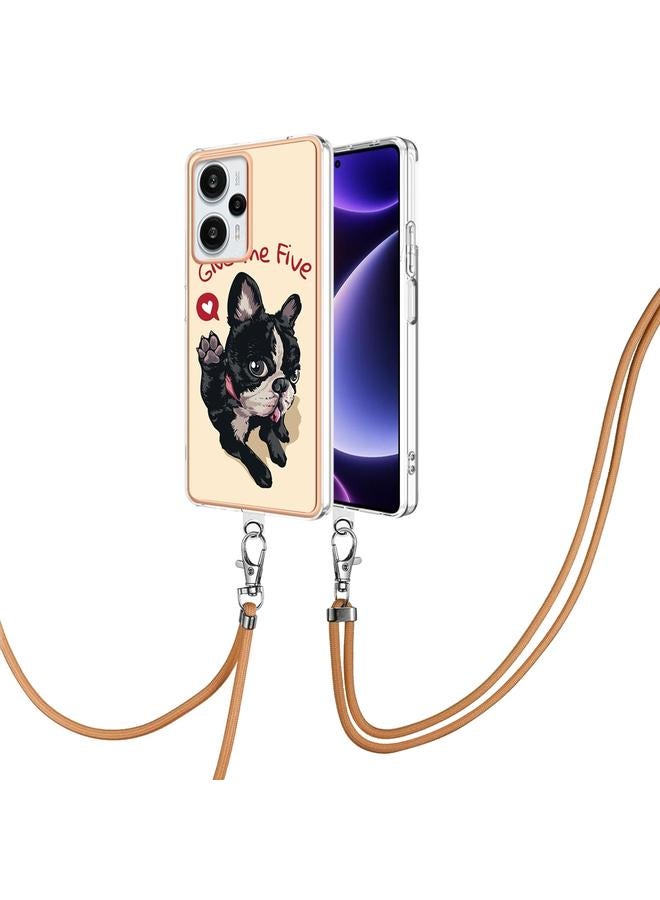 The Bros Case For Xiaomi Poco F5 / Redmi Note 12 Turbo Electroplating Dual-side IMD Phone Case with Lanyard