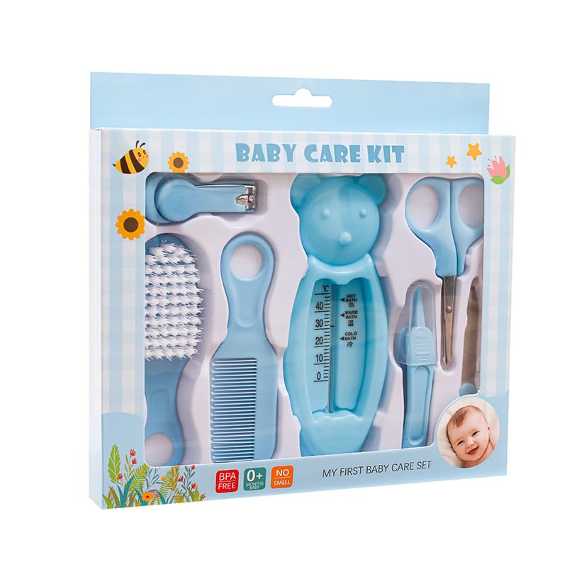 7 Piece Baby Care Set – Complete Health & Personal Care Kit for Newborns & Babies 0+, Safe & BPA Free (Blue)
