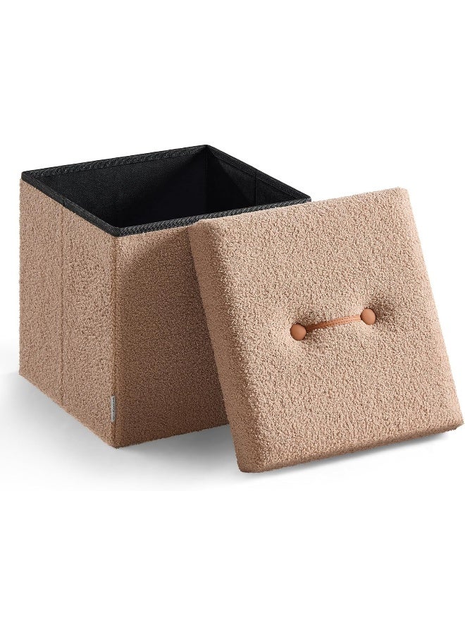 SONGMICS HOME صندوق تخزين قابل للطي 38 × 38 × 38 سم، مقعد تخزين، يتحمل حتى 300 كجم، لغرفة المعيشة، غرفة النوم، المدخل، خشب MDF بني جملي - Image 1