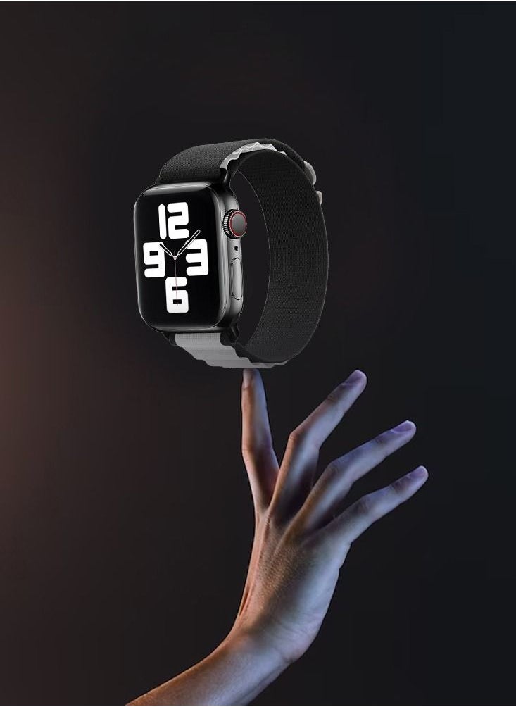 CATANES - Apple Watch Band Alpine Loop Band 38mm 40mm 41mm Women Men Adjustable with Metal G-Hook Strap for iWatch Series 7/SE/6/5/4/3/2/1 Black White - Image 1