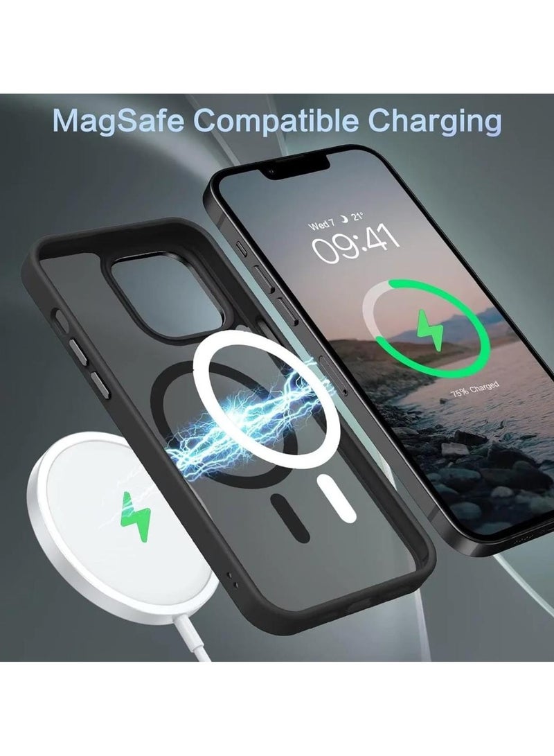 Magnetic Case for iPhone 16 Pro Max (Shockproof & Slim) Clear Hard Back Cover with Protection (Black) - Image 2