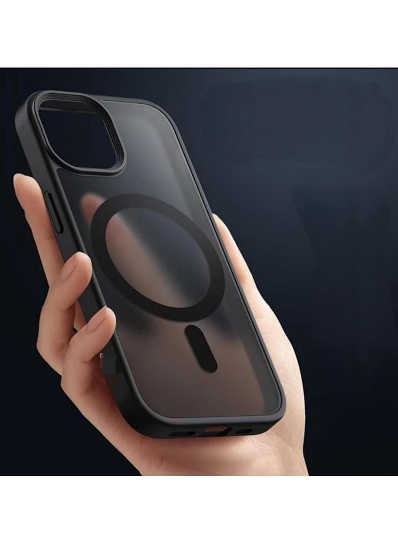 Magnetic Case for iPhone 16 Pro Max (Shockproof & Slim) Clear Hard Back Cover with Protection (Black) - Image 3
