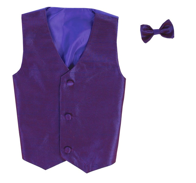 Lito Vest and Clip On Boy Bowtie set - PURPLE - 12/14 - Image 4