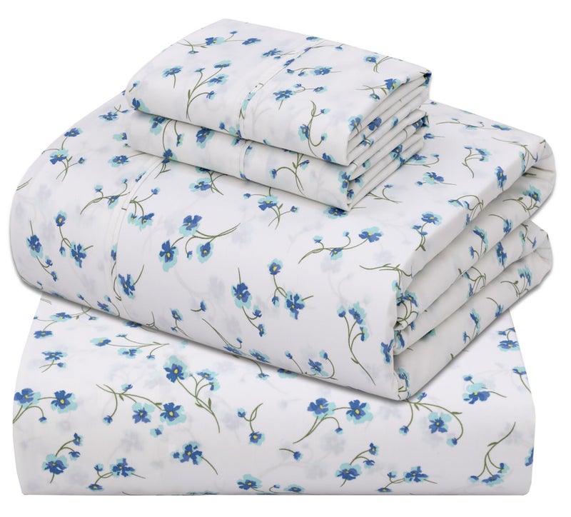 ZOYER 100% Cotton Sheets â€“ Queen Size Percale Bedding, Cooling & Breathable, Durable with a Crisp, Soft & Comfortable Feel, 16" Deep Pocket, 4-Piece Set, La Laa Flower - Image 1