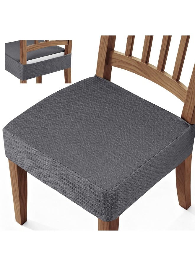 Songrey Waterproof Seat Covers for Dining Chairs Set of 4, No Rear Chair Covers, Stretch Removable Washable Chair Slipcover Protector, Dark Gray - Image 1