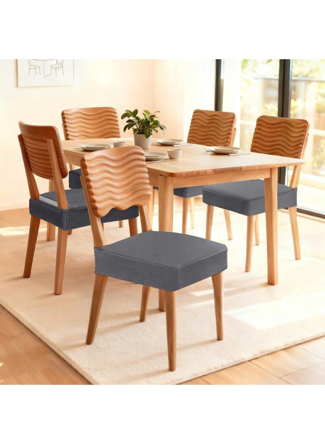 Songrey Waterproof Seat Covers for Dining Chairs Set of 4, No Rear Chair Covers, Stretch Removable Washable Chair Slipcover Protector, Dark Gray - Image 2