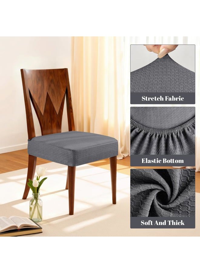 Songrey Waterproof Seat Covers for Dining Chairs Set of 4, No Rear Chair Covers, Stretch Removable Washable Chair Slipcover Protector, Dark Gray - Image 4
