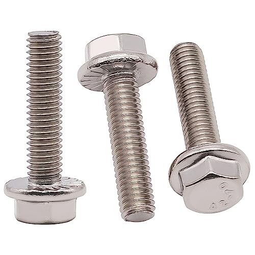 RoyceMart 1/4-20 x 1/2 Serrated Flange Hex Head Bolts Screws, 304 Stainless Steel 18-8, Fully Threaded, Coarse Thread UNC, 20 pcs - Image 1