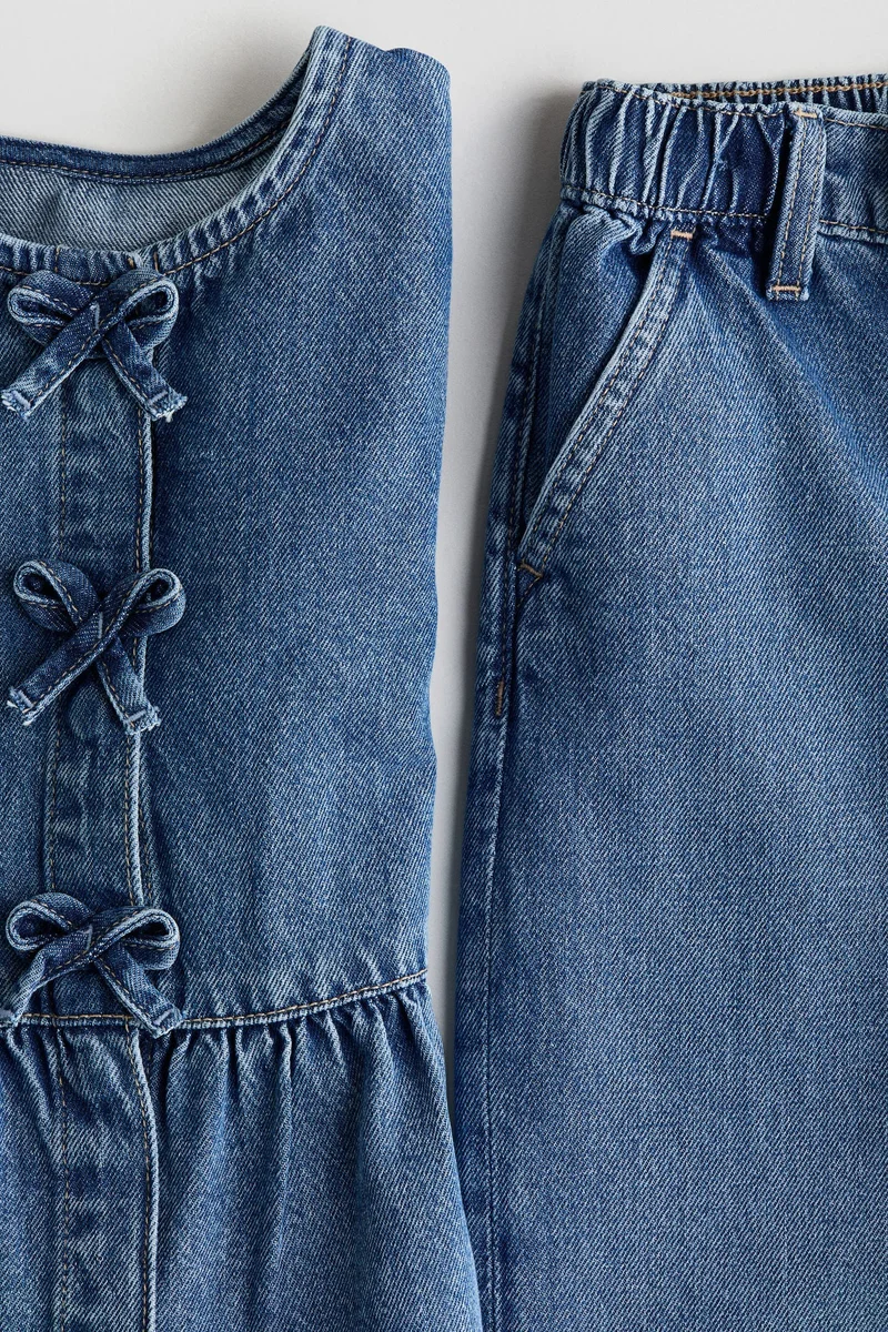 H&M  2-piece bow-detail denim set for Women | Best Price UAE