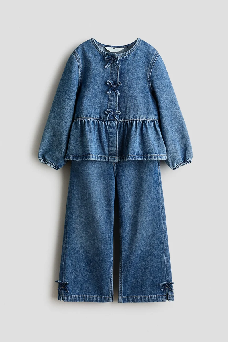 H&M  2-piece bow-detail denim set for Women | Best Price UAE