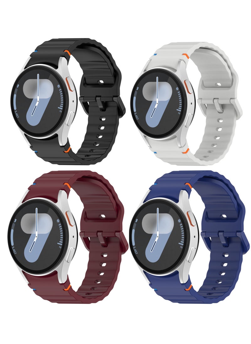 ساراونت - مجموعة من 4 أحزمة ساعة سيليكون متوافقة مع ساعة Galaxy Watch 7 6 5 4 FE والموديلات الكلاسيكية، حزام رياضي ناعم 20 مم للرجال والنساء، أسود رمادي أزرق أحمر - Image 1